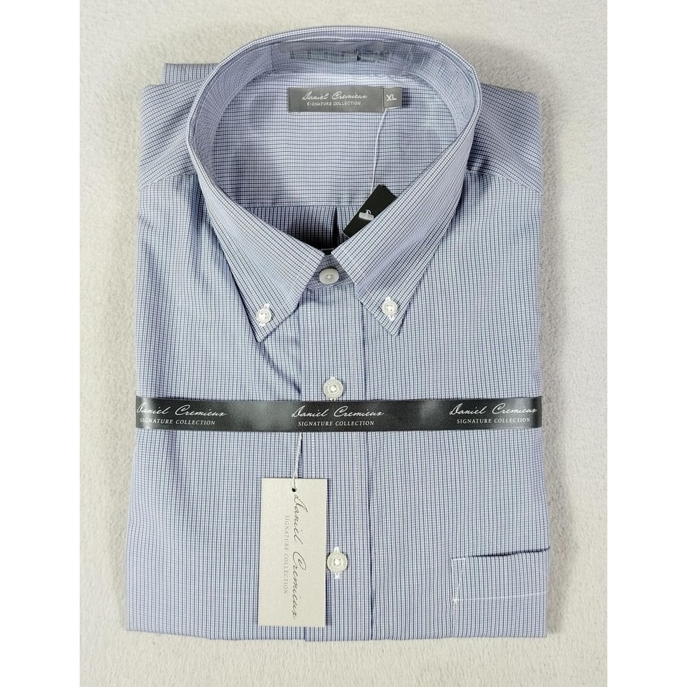 Daniel Cremieux Dress‎ Shirt Mens XL Blue Check Signature Collection Regular Fit